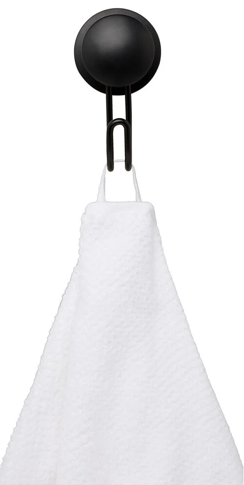 crochet pour serviette de bain avec ventouse noir