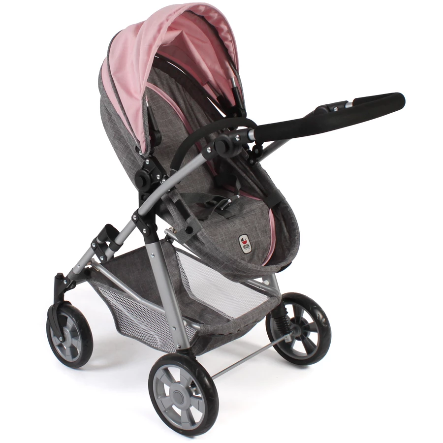 BAYER CHIC 2000 Kombi Puppenwagen NELE melange grau rosa
