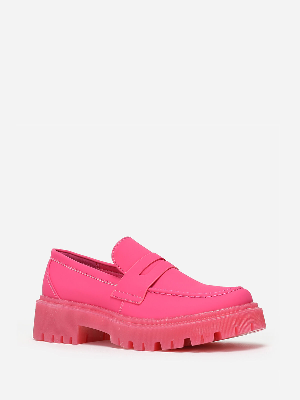 Mocassins mates à semelle crantée- Rose