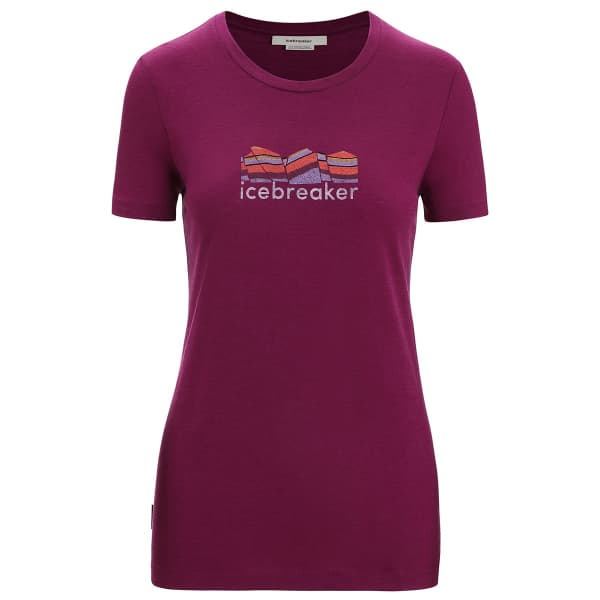 T-shirt randonnée ICEBREAKER W TECH LITE II SS TEE MOUNTAIN GEOLOGY GO BERRY