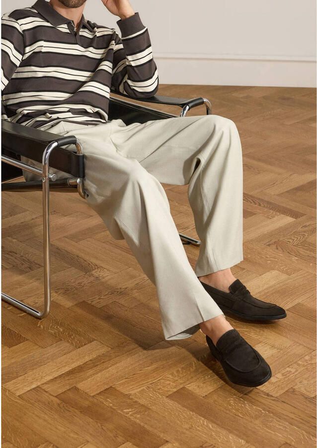 Manfield Heren Donkerbruine suède loafers