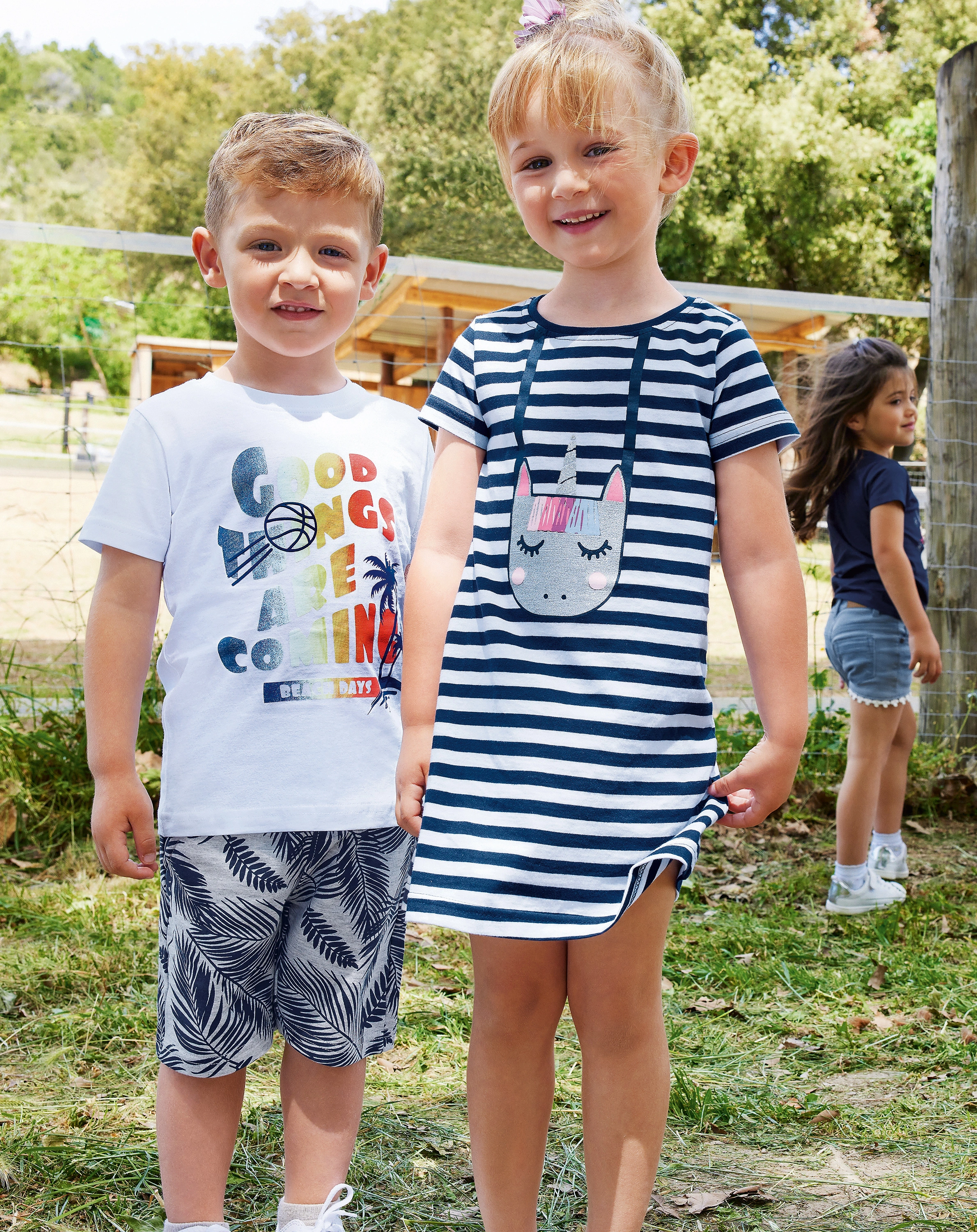 Kurzarm-Kleid UNICORN gestreift in ultramarin