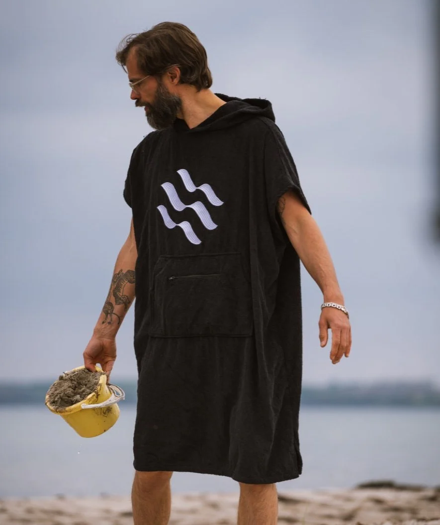 Watery badeponcho til voksne - Bomuld - Grå