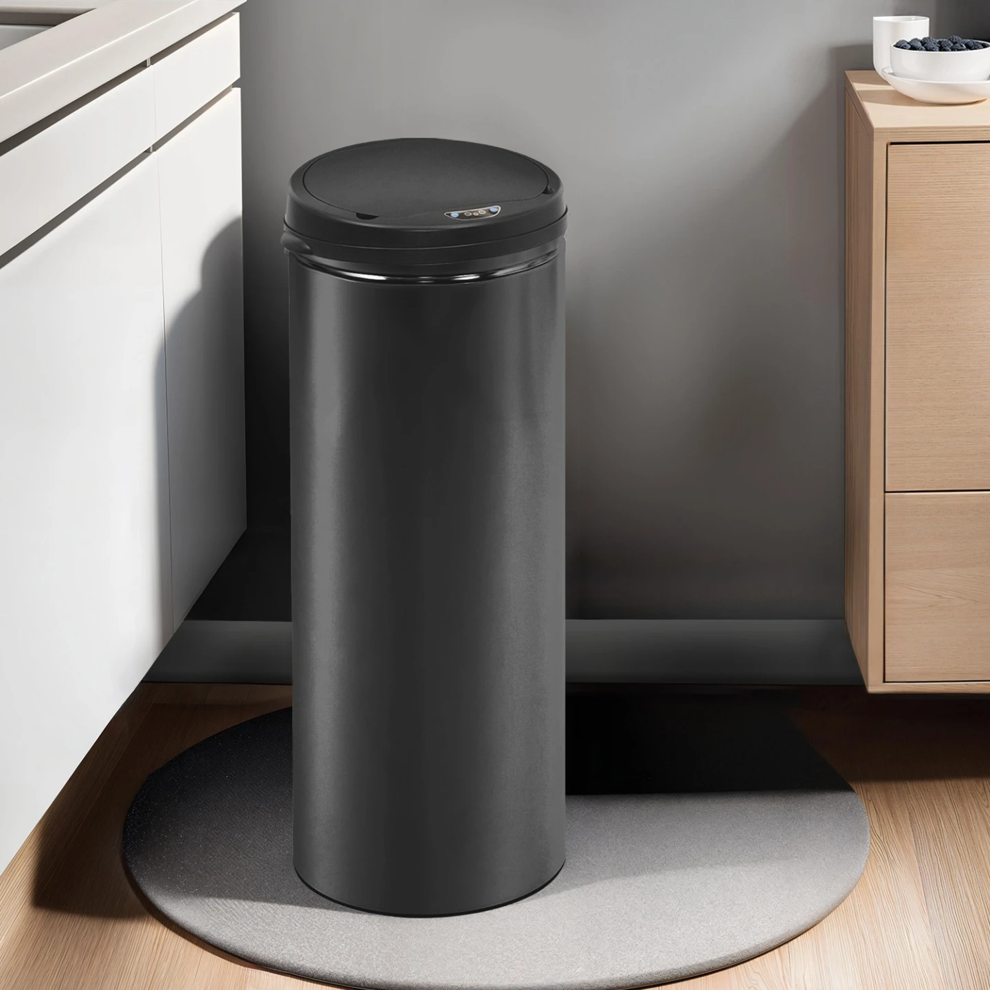 Poubelle de cuisine automatique 50L noire capteur de mouvement sans contact