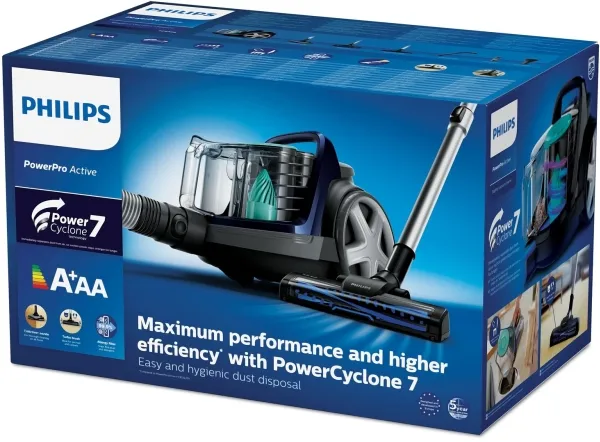 Philips PowerPro Active FC9556 - Støvsuger - beholder - uden pose - louros-blå