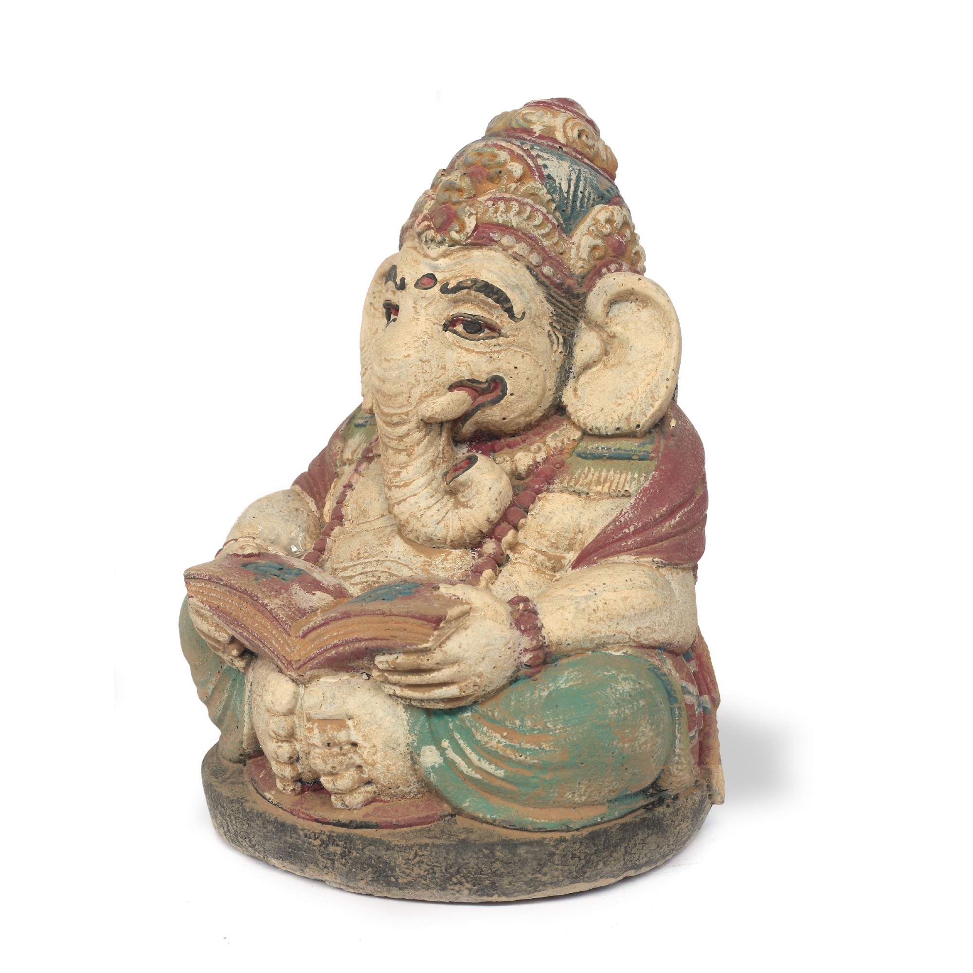 Statue 'Ganesha lesend', multicolor, H 21 cm, B 18 cm, L 12 cm von fischer's lagerhaus