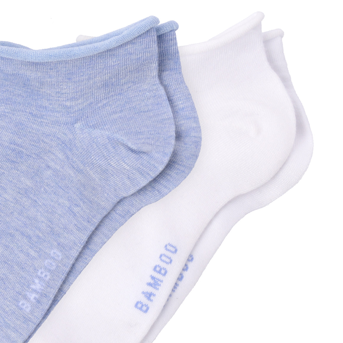 Gina Benotti 2 Paar Damen Sneaker-Socken im Set hellblau / weiss