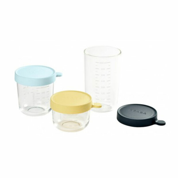 Coffret 3 Portions verre 150/250/400ml Yellow/Blue - BEABA