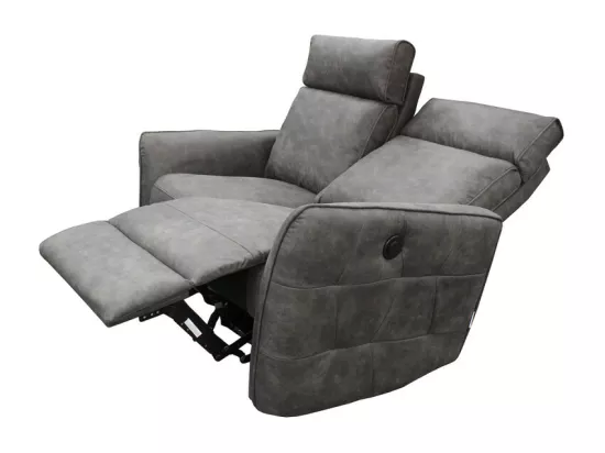 Canapé 2 places électrique relax gris anthracite Lito