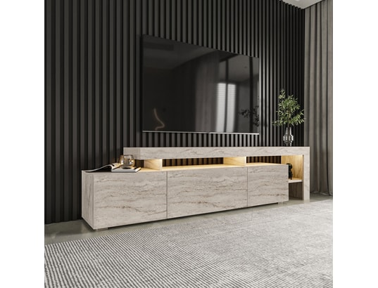 CONCEPT1 - Meuble TV Beliz - Travertin 192 x 53 x 37
