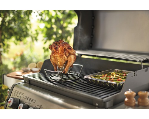 Weber Poultry Holder Kipbraadpan Kipgrill Staal Zilver voor alle houtskoolgrills vanaf 57 cm Ø en gasgrills van Weber® Q™ 300