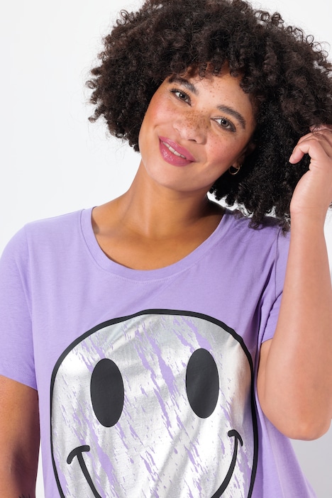 T-Shirt, A-Linie, Metallic-Smiley