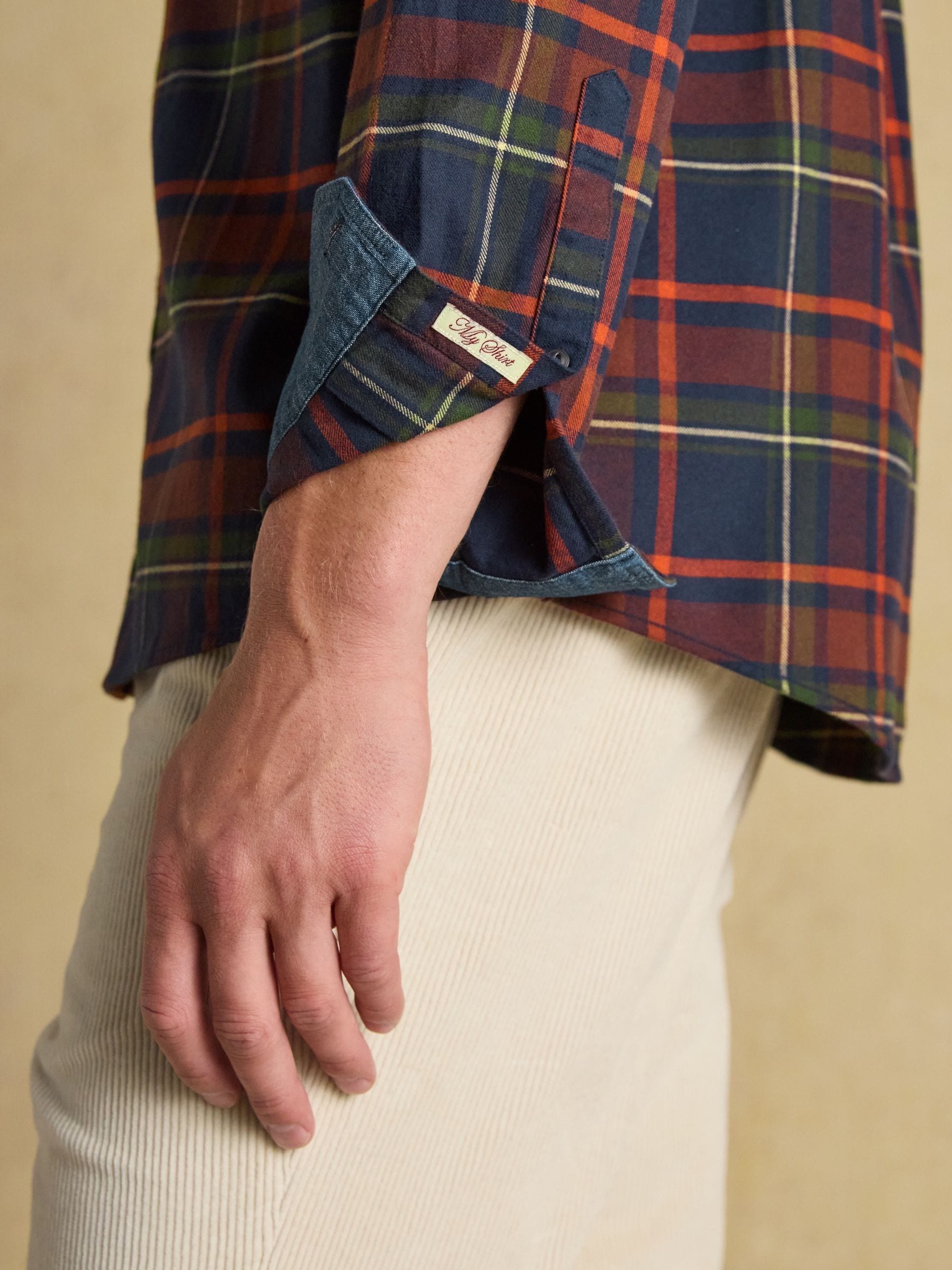 Marineblauw - Joules Brushed Flannel Check Cotton Shirt