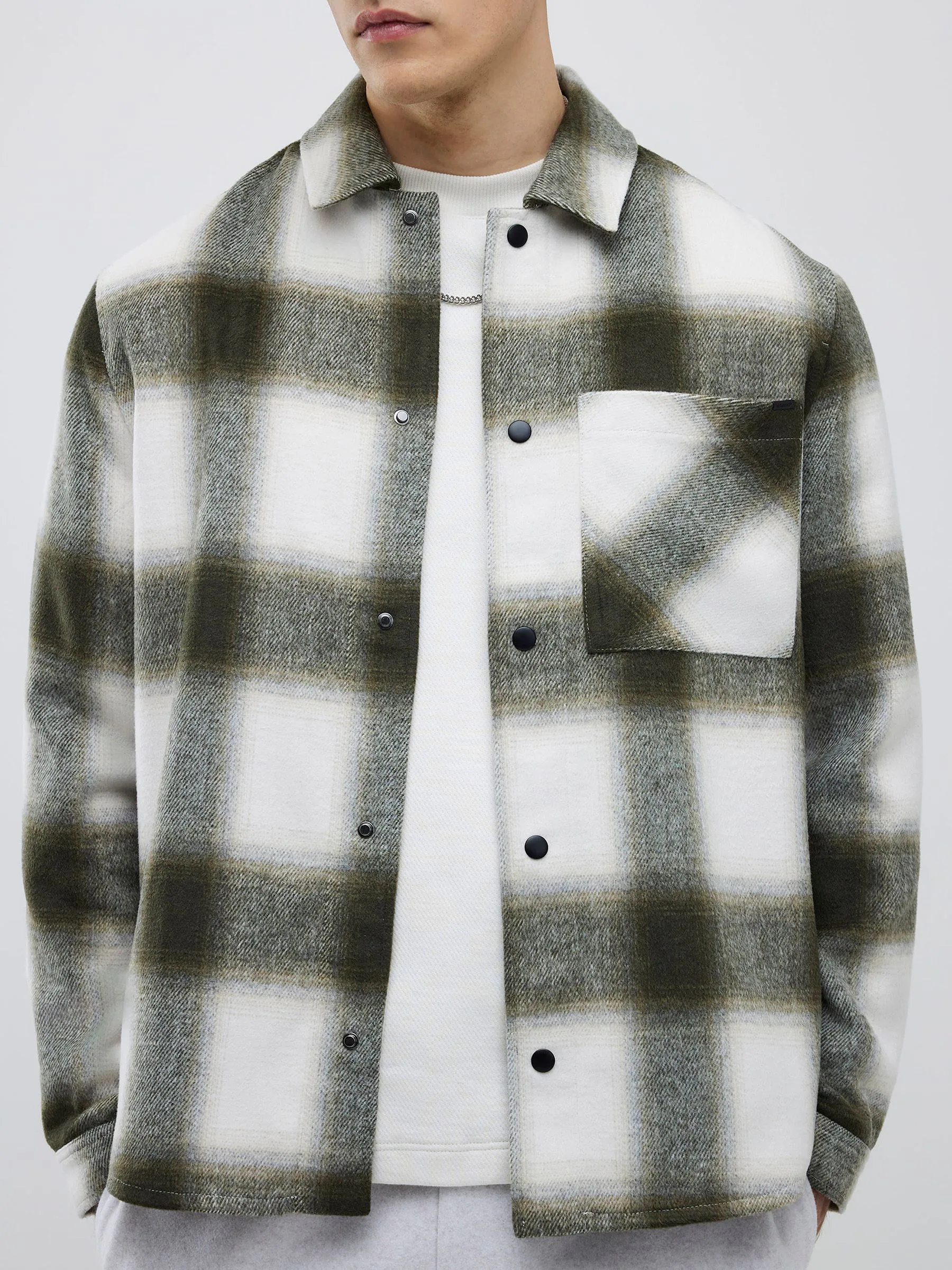 River Island Curved Hem Check Overshirt
