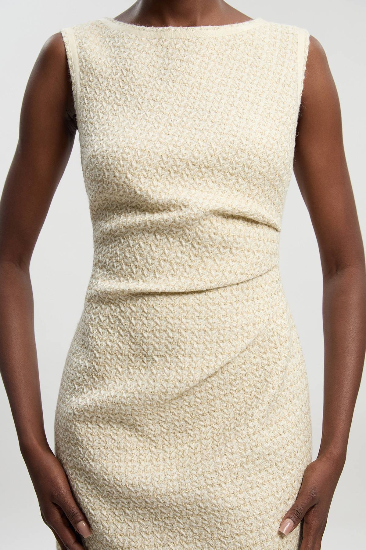 KarenMillen Robe Midi Ajustée à Détails Froncés en Petit Bouclé