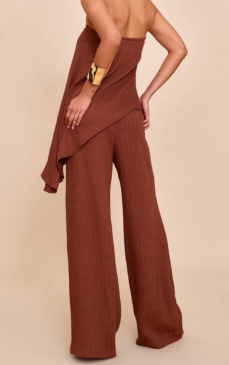 Chocolat Ensemble Pantalon Large Texturé Coordonné