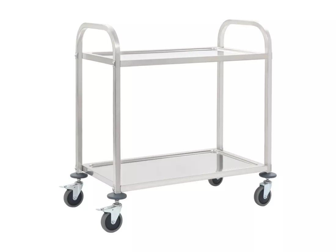 Chariot de cuisine à 2 niveaux 95x45x83,5 cm Acier inoxydable