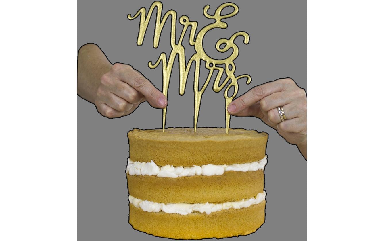 Kuchen-Topper Mr. & Mrs. 1 Stück, WeissAusstecher für Kuchenaufsatz