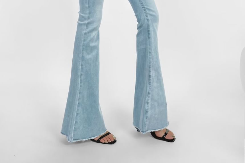 Sundine - Mid Rise Fray Flared Jeans