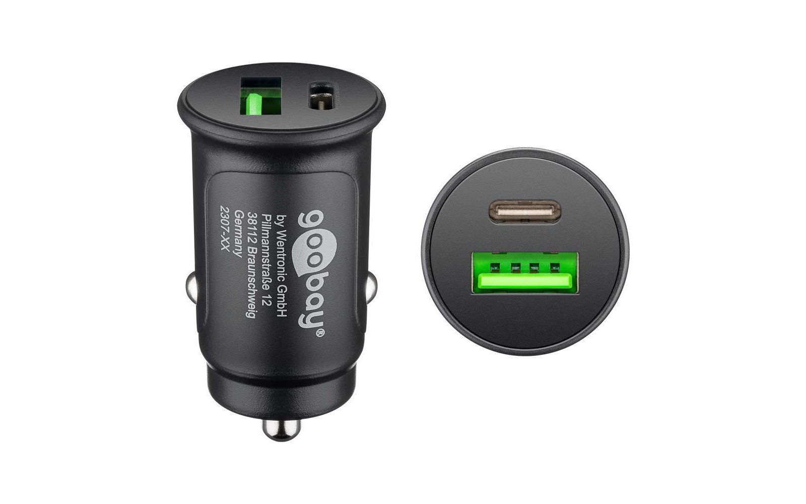 Goobay Dual-USB Auto Schnellladegerät USB-A und USB-C Power Delivery