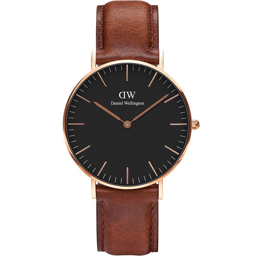 Montre à quartz - Cuir & plaqué or rose - Homme
