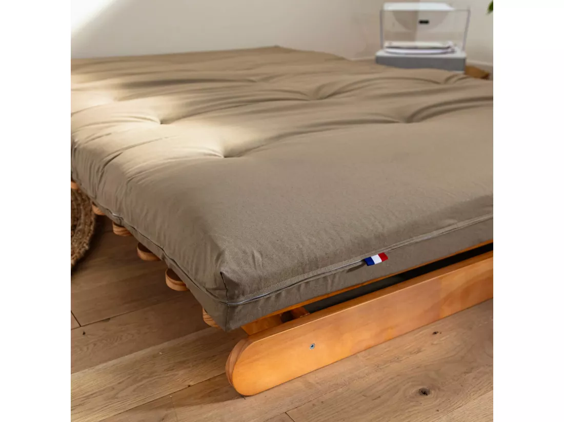Matelas futon taupe en coton 180x200