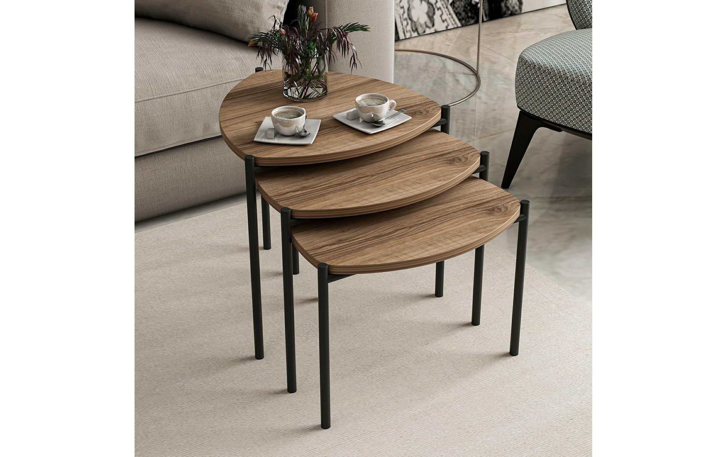 Beistelltisch Lenny 45 x 45 cm, Braun<br>Hochwertiger Nesting-Tisch (3 Stück)
