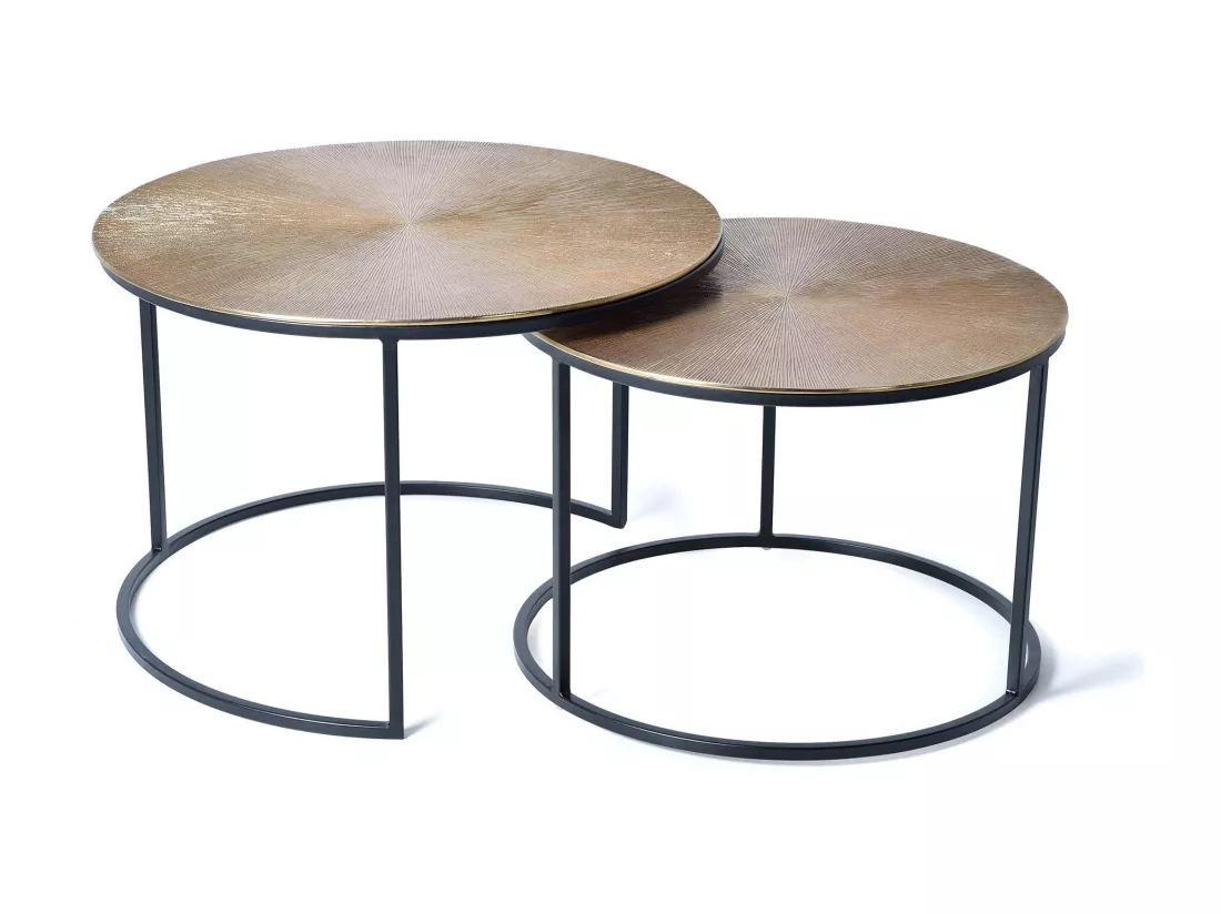 Table basse plateau bronze et pieds métal bronze Gris / plata.Giner y Colomer.
