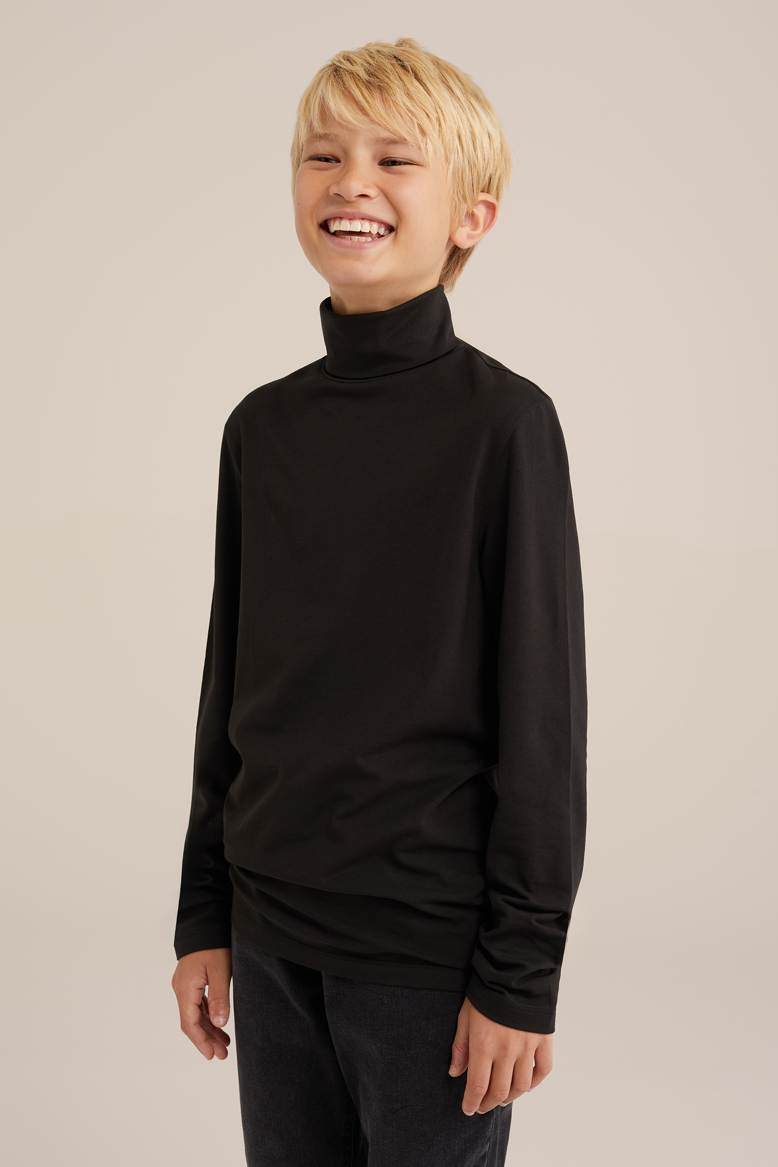Jongens T-shirt met col WE Fashion Zwart
