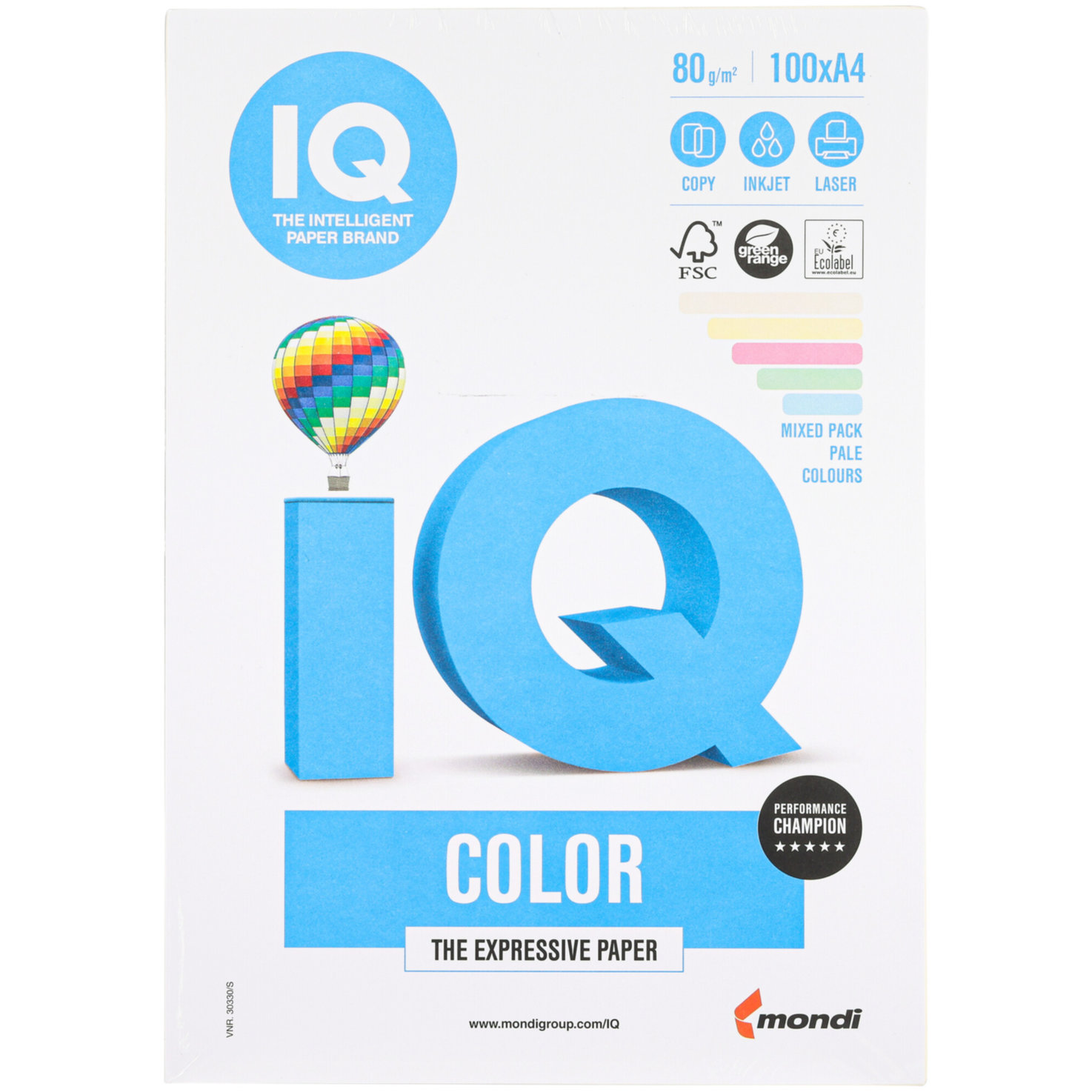 IQ Kopierpapier FSC pastell A4 80g 100 Blatt