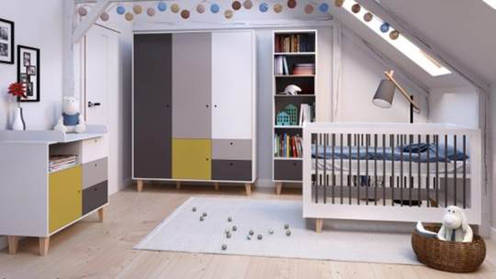Chambre Concept lit 60x120+commode+armoire Safran - VOX