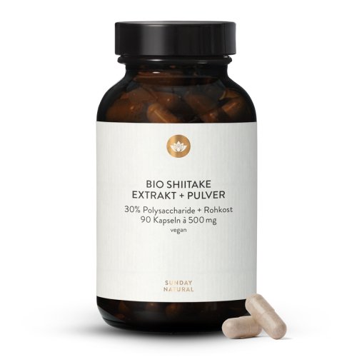 Sunday Natural Products  Bio ShiitakeExtrakt + Pulver Kapseln