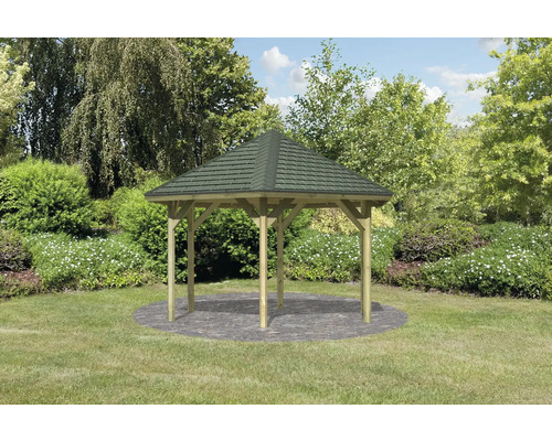Karibu Classic Felm paviljoen met dakshingles, 324 x 370 cm, drukgeïmpregneerd
