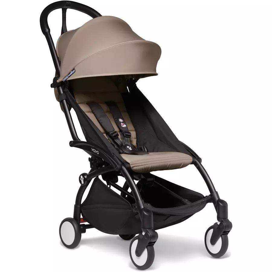 BABYZEN Kinderwagen YOYO2 6+ Black mit Textilset Taupe