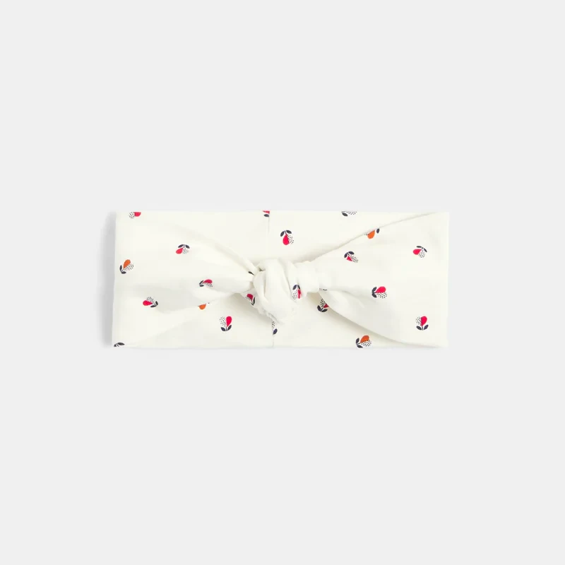 Headband fleuri blanc bébé fille Marron