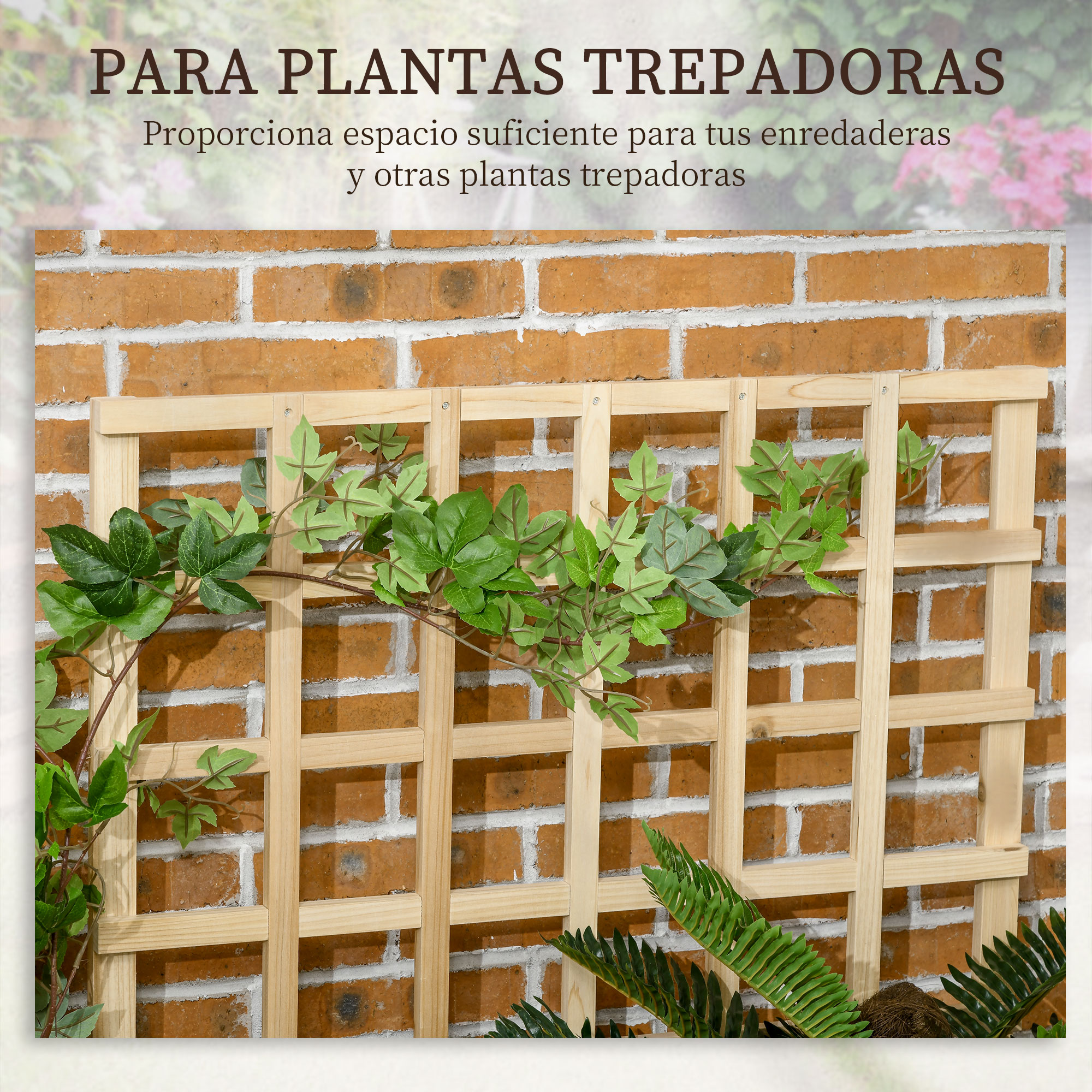 Jardineira de madeira natural Outsunny para escada