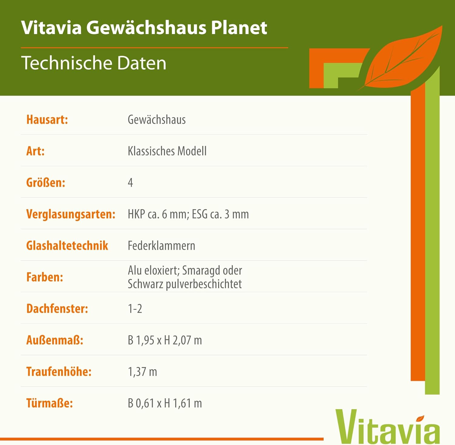Vitavia Gewächshaus Planet 6200
