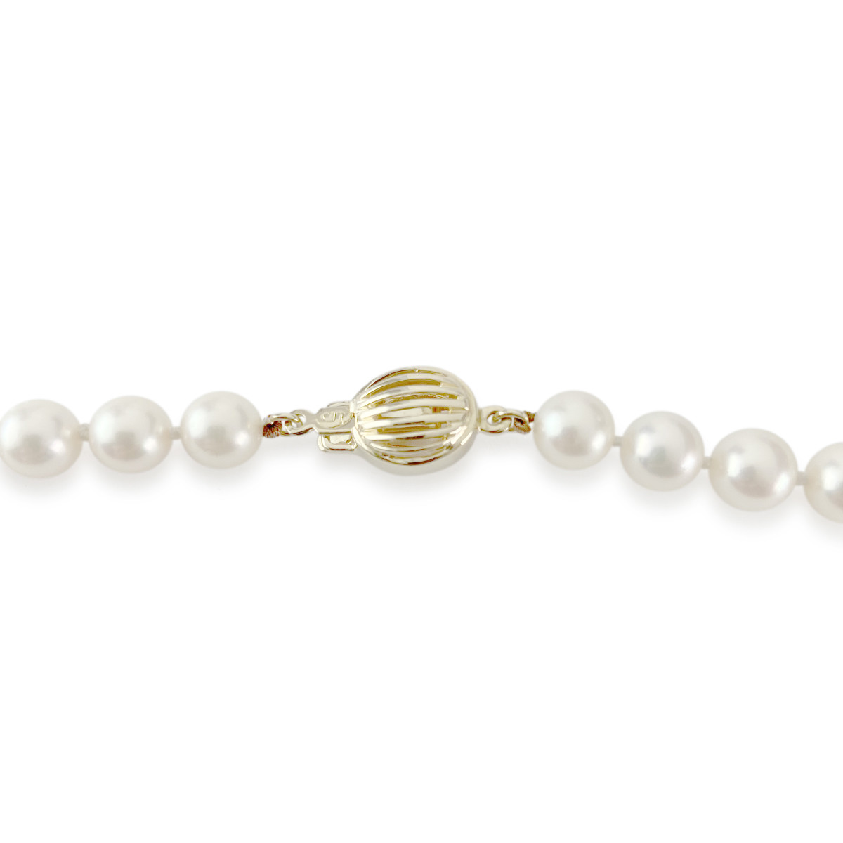 Collier choker d'occasion or 585 jaune perles de culture du japon 48 cm