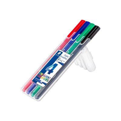 STAEDTLER triplus broadliner 338 - Pack de 4 feutres fins - pointes et couleurs assorties