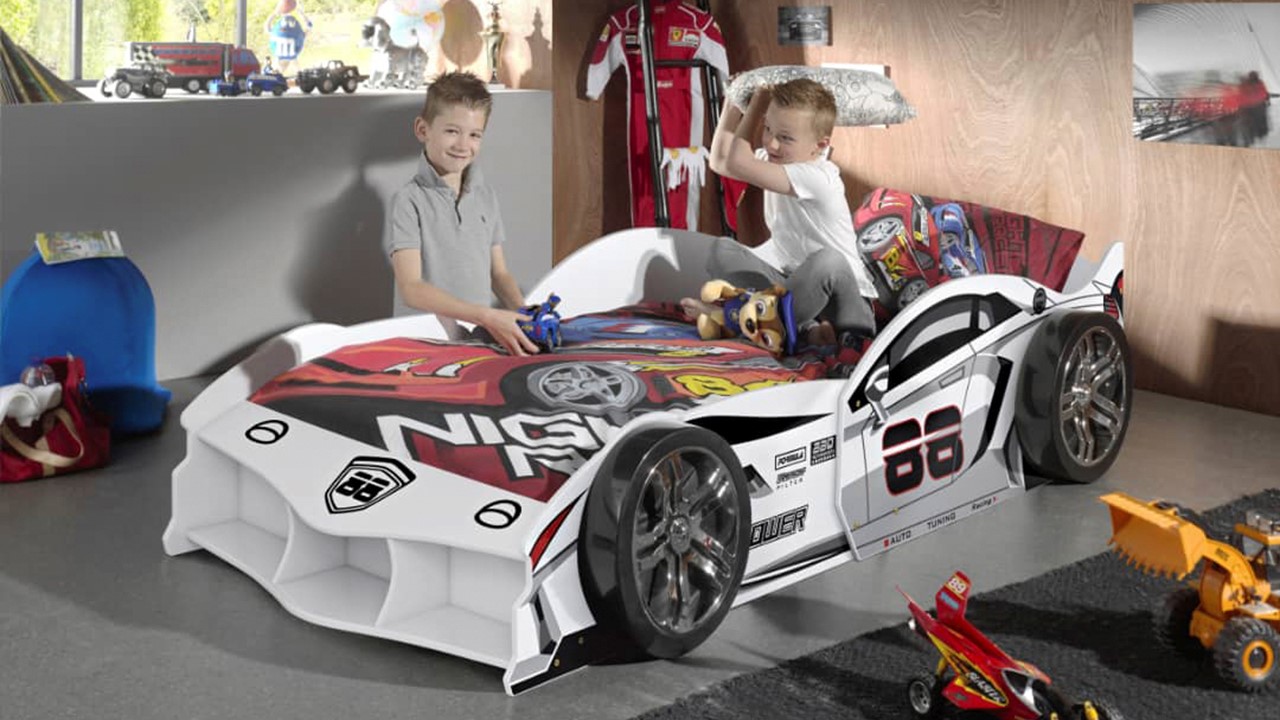 Bed Max raceauto wit