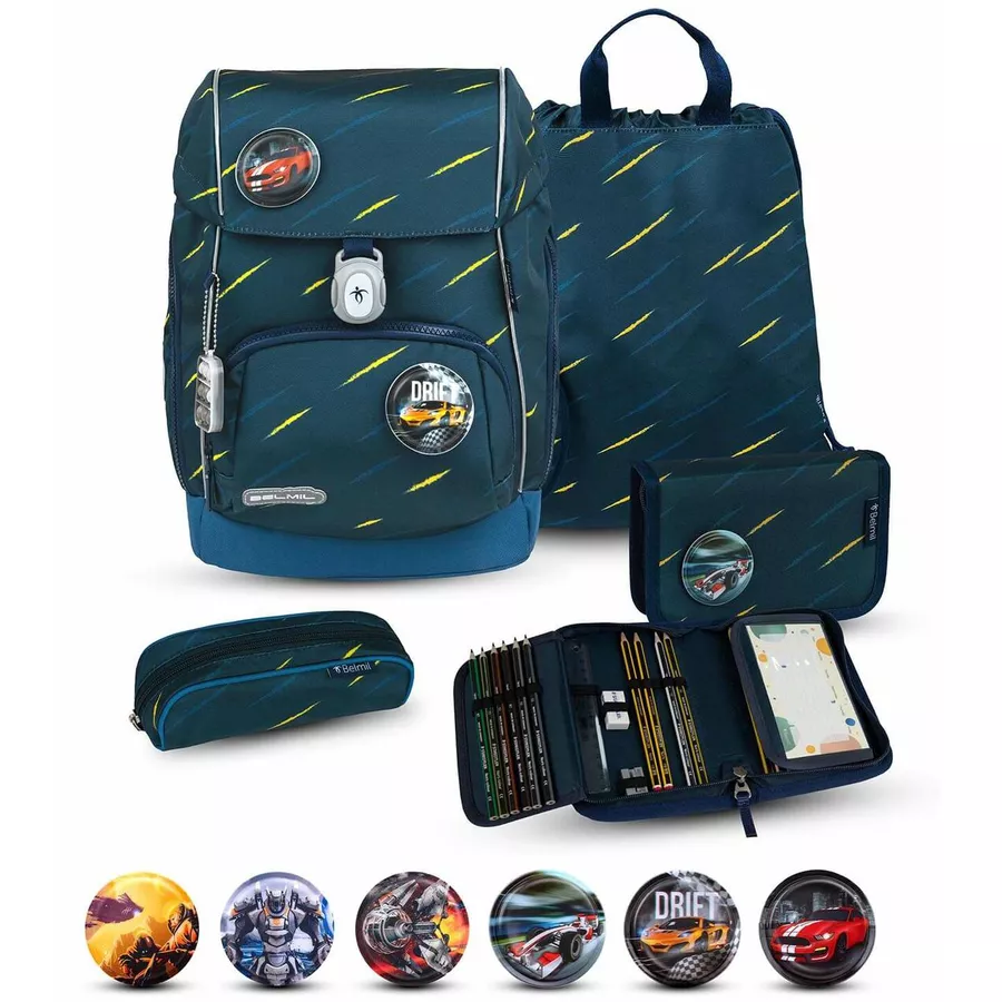 Belmil Schulranzen Premium Comfy Plus Set 5-teilig Orion Blue