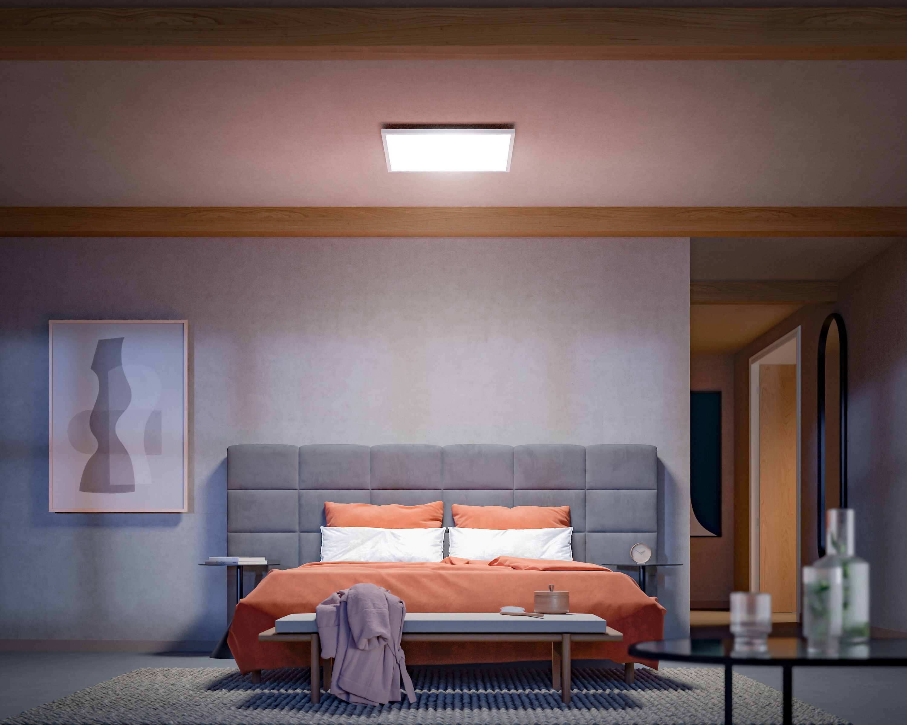 LE_HUE SURIMU Deckenleuchte 60x60cm - Weiss / B: 60.0 cm x T: 60.0 cm x H: 4.8 cm
