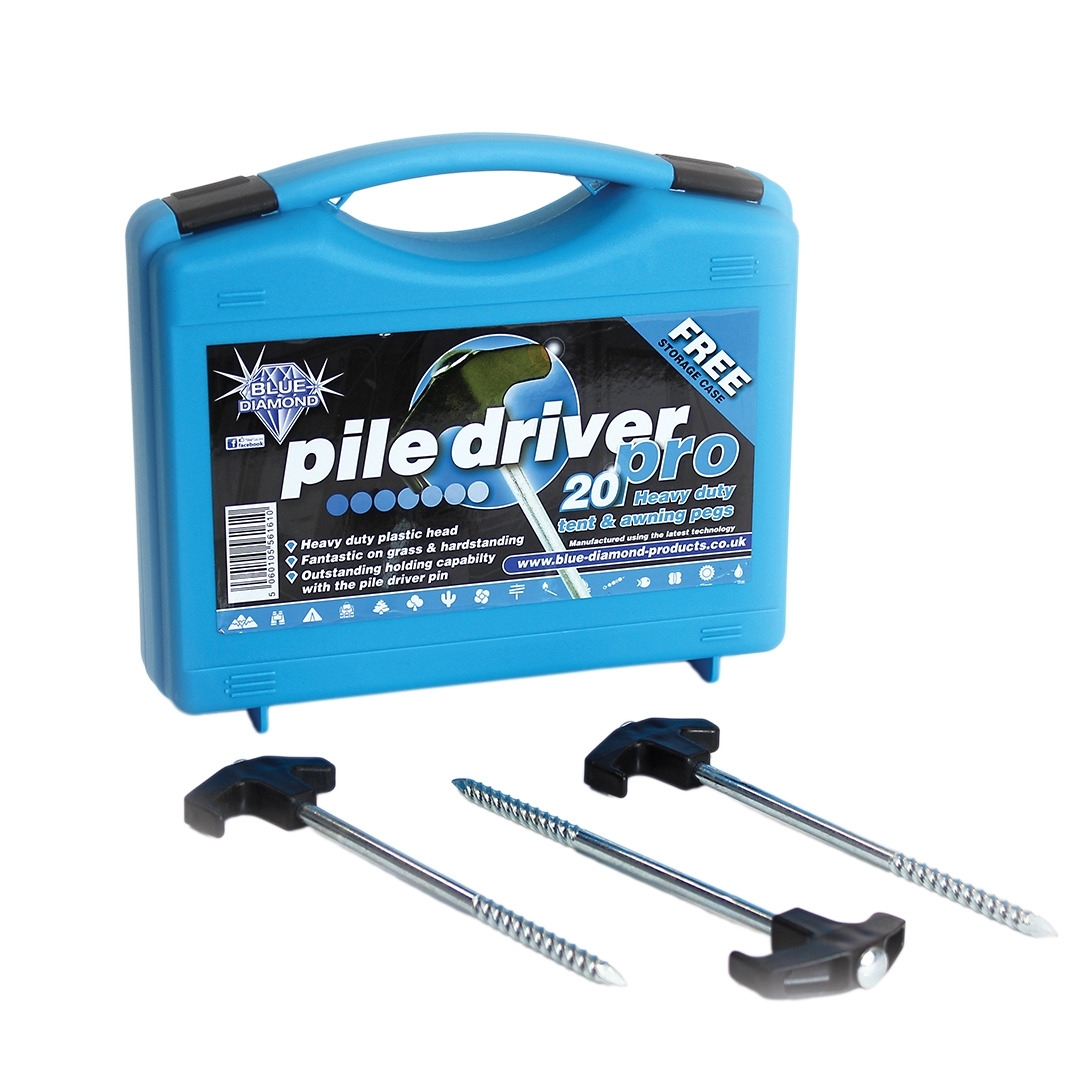 Blue Diamond Pile Driver Pegs Pro Zeltheringe aus Stahl 20 teilig