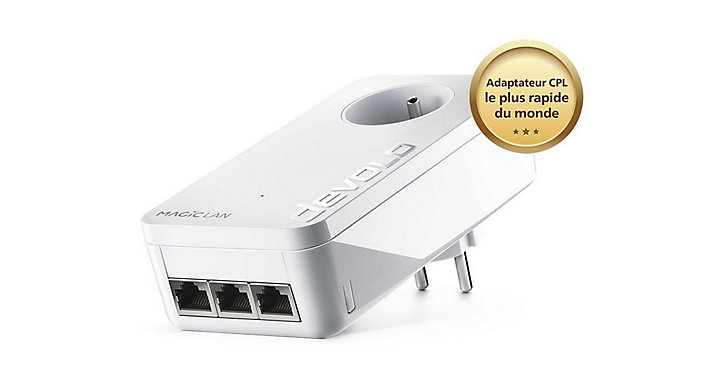 Kit de 2 adaptateurs CPL 2400 Mbits, Magic 2 LAN triple, avec 3 ports Ethernet