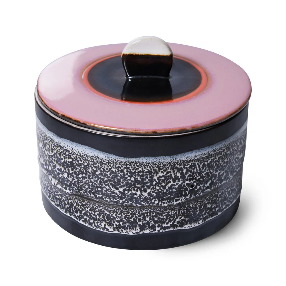HKliving  Disco Keramik cookie krukke - Rosa/sort