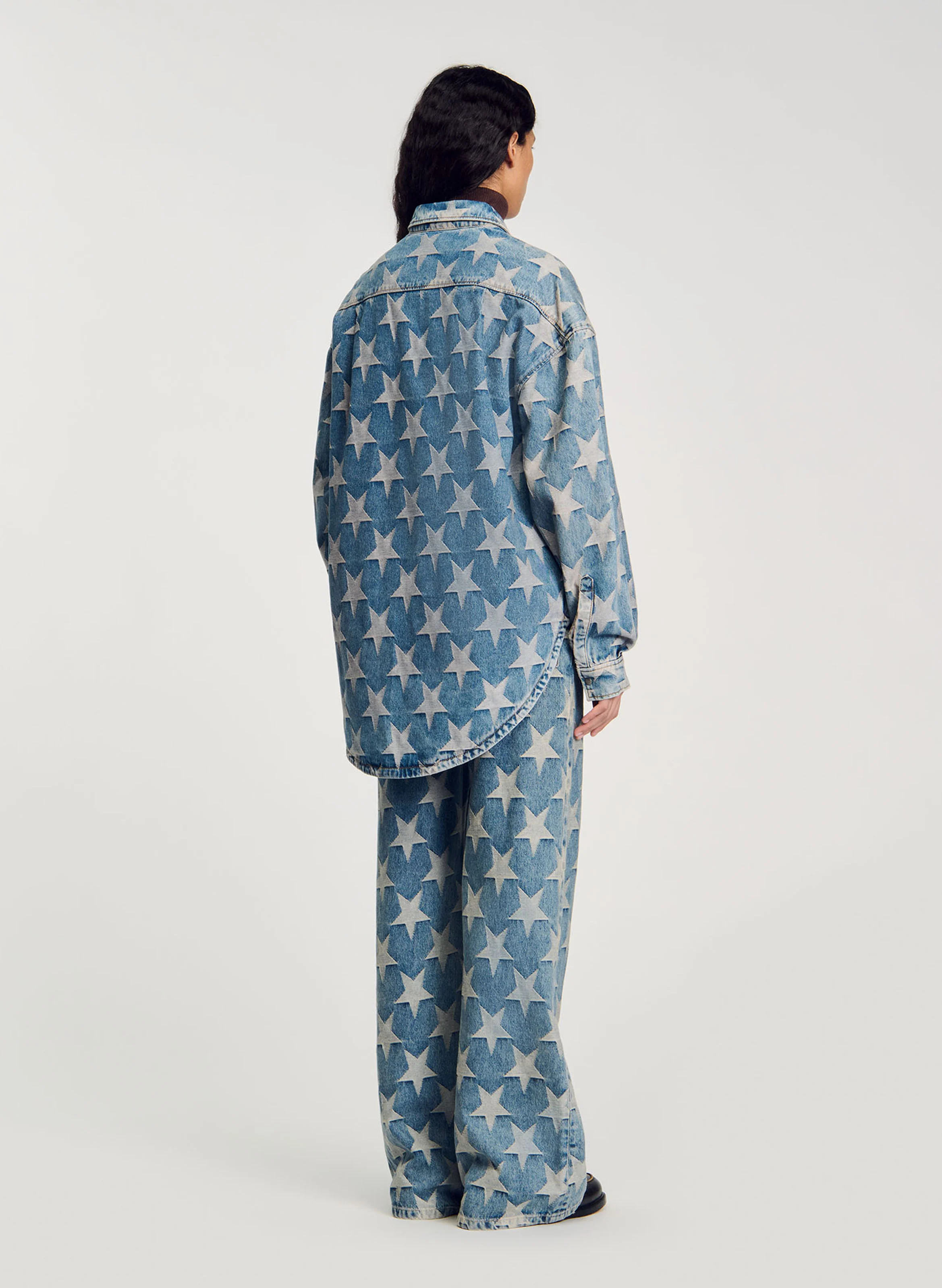 Blouson surchemise en jean étoiles | Bleu