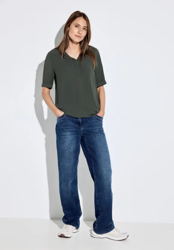 Bluse mit Klappkragen - strong khaki