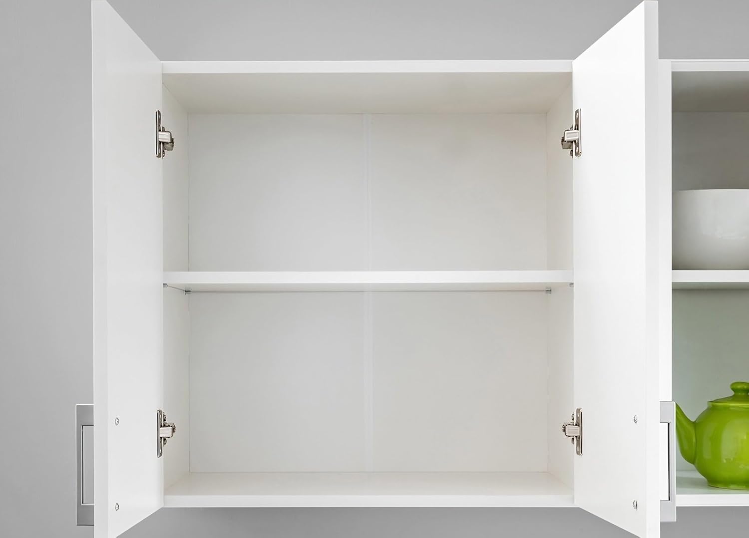 Moderne Küchenzeile ohne Elektrogeräte in Grau Hochglanz - Einbauküche mit viel Stauraum - Erweiterbares 2,4-m-Set inkl. Arbeitsplatten in Weiß - 240 x 82 x 46 cm (B/H/T)