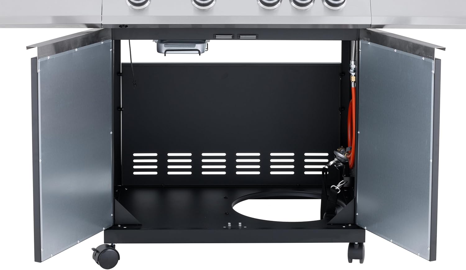 Tarrington House BBQ Gas-Grill PAXTON, 4-Brenner-Gasgrill mit Seitenbrenner, schwarz, Warmhaltegitter, 11kg Gasflasche für Outdoor, Balkon, Camping
