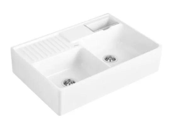 Evier timbre d'office VILLEROY ET BOCH Tradition 89,5 x 63 céramique vidage auto blanc